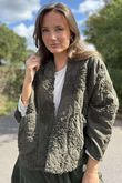 Cabbage Rose Cotton Quilted Jacket Deep Moss